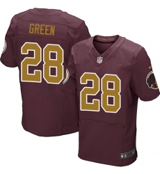 Men's Nike Washington Redskins #28 Darrell Green Elite Burgundy Red/Gold Number Alternate 80TH Anniversary NFL Jersey
