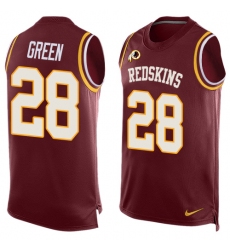Men's Nike Washington Redskins #28 Darrell Green Limited Red Player Name & Number Tank Top NFL Jersey