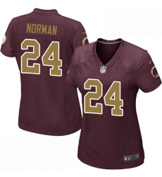 Women's Nike Washington Redskins #24 Josh Norman Game Burgundy Red/Gold Number Alternate 80TH Anniversary NFL Jersey