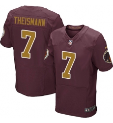Men's Nike Washington Redskins #7 Joe Theismann Elite Burgundy Red/Gold Number Alternate 80TH Anniversary NFL Jersey