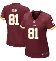 Women's Nike Washington Redskins #81 Art Monk Game Burgundy Red Team Color NFL Jersey