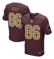Men's Nike Washington Redskins #86 Jordan Reed Elite Burgundy Red/Gold Number Alternate 80TH Anniversary NFL Jersey