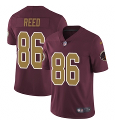 Youth Nike Washington Redskins #86 Jordan Reed Elite Burgundy Red/Gold Number Alternate 80TH Anniversary NFL Jersey