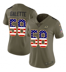 Women's Nike Washington Redskins #58 Junior Galette Limited Olive/USA Flag 2017 Salute to Service NFL Jersey