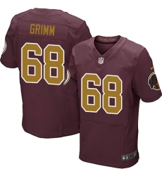 Men's Nike Washington Redskins #68 Russ Grimm Elite Burgundy Red/Gold Number Alternate 80TH Anniversary NFL Jersey