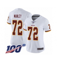 Women's Washington Redskins #72 Dexter Manley White Vapor Untouchable Limited Player 100th Season Football Jersey