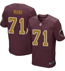 Men's Nike Washington Redskins #71 Charles Mann Elite Burgundy Red/Gold Number Alternate 80TH Anniversary NFL Jersey