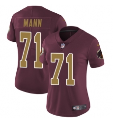 Women's Nike Washington Redskins #71 Charles Mann Elite Burgundy Red/Gold Number Alternate 80TH Anniversary NFL Jersey