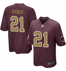 Men's Nike Washington Redskins #21 Earnest Byner Game Burgundy Red/Gold Number Alternate 80TH Anniversary NFL Jersey