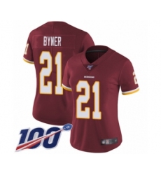 Women's Washington Redskins #21 Earnest Byner Burgundy Red Team Color Vapor Untouchable Limited Player 100th Season Football Jersey