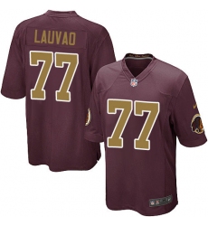 Men's Nike Washington Redskins #77 Shawn Lauvao Game Burgundy Red/Gold Number Alternate 80TH Anniversary NFL Jersey