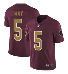 Men's Nike Washington Redskins #5 Tress Way Burgundy Red/Gold Number Alternate 80TH Anniversary Vapor Untouchable Limited Player NFL Jersey