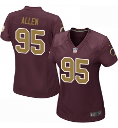 Women's Nike Washington Redskins #95 Jonathan Allen Game Burgundy Red/Gold Number Alternate 80TH Anniversary NFL Jersey
