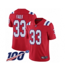 Men's New England Patriots #33 Kevin Faulk Red Alternate Vapor Untouchable Limited Player 100th Season Football Jersey