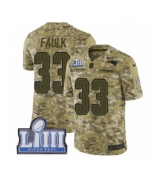 Youth Nike New England Patriots #33 Kevin Faulk Limited Camo 2018 Salute to Service Super Bowl LIII Bound NFL Jersey