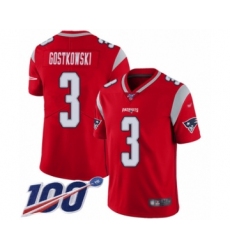 Men's New England Patriots #3 Stephen Gostkowski Limited Red Inverted Legend 100th Season Football Jersey