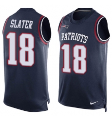 Men's Nike New England Patriots #18 Matthew Slater Limited Navy Blue Player Name & Number Tank Top NFL Jersey