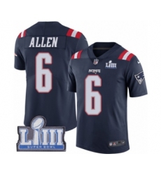 Men's Nike New England Patriots #6 Ryan Allen Limited Navy Blue Rush Vapor Untouchable Super Bowl LIII Bound NFL Jersey