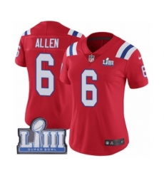 Women's Nike New England Patriots #6 Ryan Allen Red Alternate Vapor Untouchable Limited Player Super Bowl LIII Bound NFL Jersey