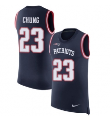 Men's Nike New England Patriots #23 Patrick Chung Limited Navy Blue Rush Player Name & Number Tank Top NFL Jersey