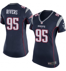 Women's Nike New England Patriots #95 Derek Rivers Game Navy Blue Team Color NFL Jersey