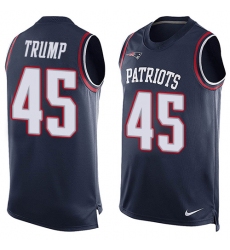 Men's Nike New England Patriots #45 Donald Trump Limited Navy Blue Player Name & Number Tank Top NFL Jersey