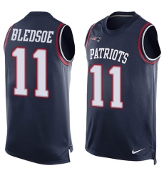 Men's Nike New England Patriots #11 Drew Bledsoe Limited Navy Blue Player Name & Number Tank Top NFL Jersey