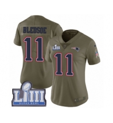 Women's Nike New England Patriots #11 Drew Bledsoe Limited Olive 2017 Salute to Service Super Bowl LIII Bound NFL Jersey