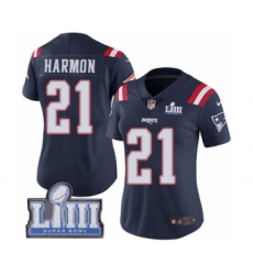 Women's Nike New England Patriots #21 Duron Harmon Limited Navy Blue Rush Vapor Untouchable Super Bowl LIII Bound NFL Jersey