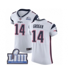Men's Nike New England Patriots #14 Steve Grogan White Vapor Untouchable Elite Player Super Bowl LIII Bound NFL Jersey