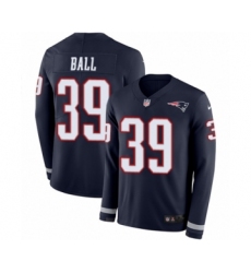 Youth Nike New England Patriots #39 Montee Ball Limited Navy Blue Therma Long Sleeve NFL Jersey