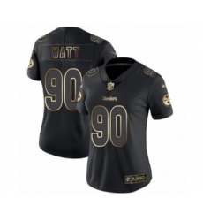 Women's Pittsburgh Steelers #90 T. J. Watt Black Gold Vapor Untouchable Limited Player Football Jersey