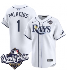 Men's Tampa Bay Rays #1 Richie Palacios White 2026 World Series Home Limited Stitched Baseball Jersey