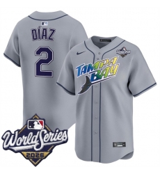 Men's Tampa Bay Rays #2 Yandy Díaz Grey 2026 World Series Limited Stitched Baseball Jersey