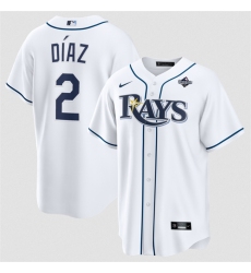 Men's Tampa Bay Rays #2 Yandy Díaz White 2026 World Series Home Cool Base Stitched Baseball Jersey