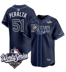 Men's Tampa Bay Rays #51 Freddy Peralta Navy 2026 World Series Limited Stitched Baseball Jersey