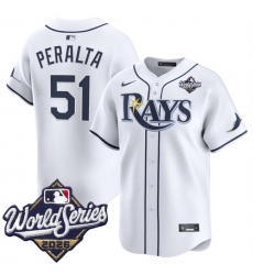 Men's Tampa Bay Rays #51 Freddy Peralta White 2026 World Series Home Limited Stitched Baseball Jersey