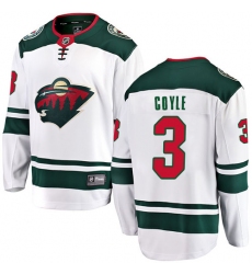 Youth Minnesota Wild #3 Charlie Coyle Authentic White Away Fanatics Branded Breakaway NHL Jersey