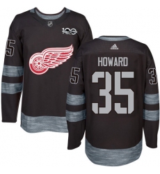 Men's Adidas Detroit Red Wings #35 Jimmy Howard Premier Black 1917-2017 100th Anniversary NHL Jersey
