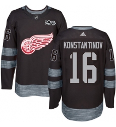Men's Adidas Detroit Red Wings #16 Vladimir Konstantinov Premier Black 1917-2017 100th Anniversary NHL Jersey