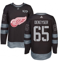 Men's Adidas Detroit Red Wings #65 Danny DeKeyser Premier Black 1917-2017 100th Anniversary NHL Jersey