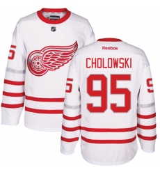 Men's Reebok Detroit Red Wings #95 Dennis Cholowski Premier White 2017 Centennial Classic NHL Jersey