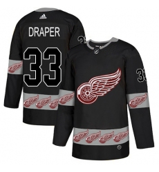 Men's Adidas Detroit Red Wings #33 Kris Draper Authentic Black Team Logo Fashion NHL Jersey