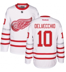 Men's Reebok Detroit Red Wings #10 Alex Delvecchio Authentic White 2017 Centennial Classic NHL Jersey