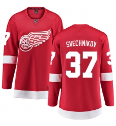 Women's Detroit Red Wings #37 Evgeny Svechnikov Fanatics Branded Red Home Breakaway NHL Jersey
