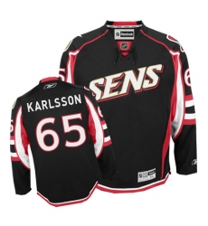 Women's Reebok Ottawa Senators #65 Erik Karlsson Authentic Black Third NHL Jersey