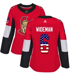 Women's Adidas Ottawa Senators #6 Chris Wideman Authentic Red USA Flag Fashion NHL Jersey
