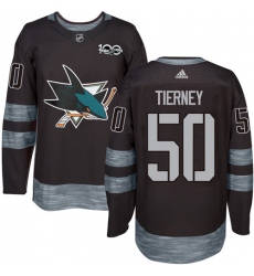 Men's Adidas San Jose Sharks #50 Chris Tierney Premier Black 1917-2017 100th Anniversary NHL Jersey