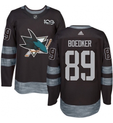 Men's Adidas San Jose Sharks #89 Mikkel Boedker Authentic Black 1917-2017 100th Anniversary NHL Jersey