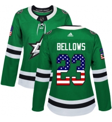 Women's Adidas Dallas Stars #23 Brian Bellows Authentic Green USA Flag Fashion NHL Jersey